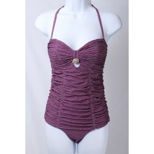 Tori Praver MARILYN Purple Ruched 1 Piece Swimsuit